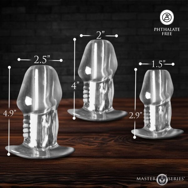 Dicked Clear Hollow Anal Plug 3pc Set Dicked Clear Hollow Anal Plug 3pc Set