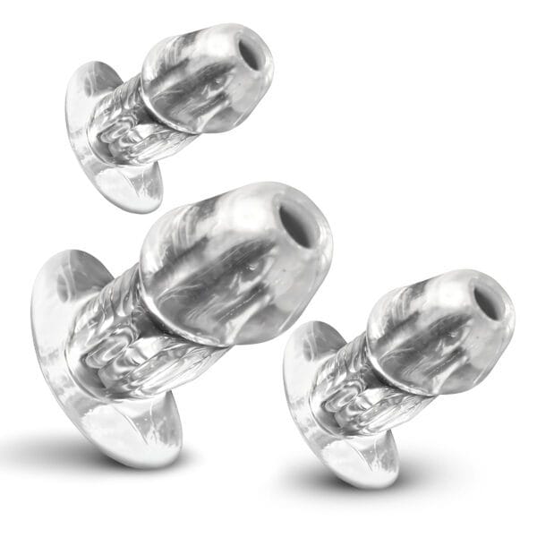 Dicked Clear Hollow Anal Plug 3pc Set Dicked Clear Hollow Anal Plug 3pc Set