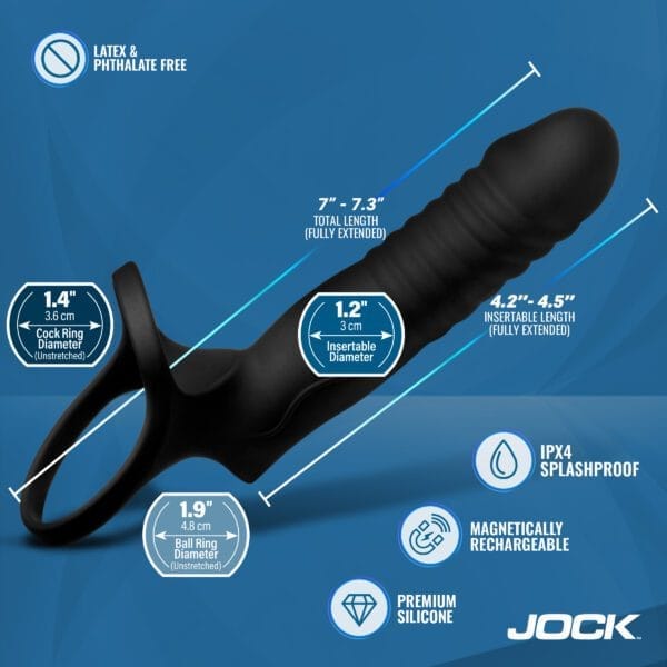Double Thrust Thrusting & Vibrating Double Penetration C-Ring w/ Remote Double Thrust Thrusting & Vibrating Double Penetration C-Ring w/ Remote