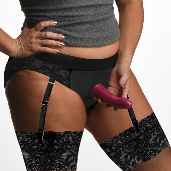 Laced Seductress Crotchless Panty Harness with Garter Straps - 2XL-3XL Laced Seductress Crotchless Panty Harness with Garter Straps - 2XL-3XL