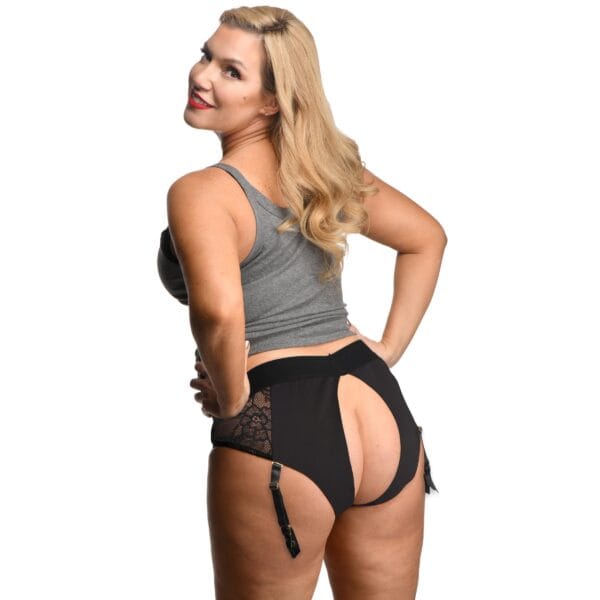Laced Seductress Crotchless Panty Harness with Garter Straps - 2XL-3XL Laced Seductress Crotchless Panty Harness with Garter Straps - 2XL-3XL