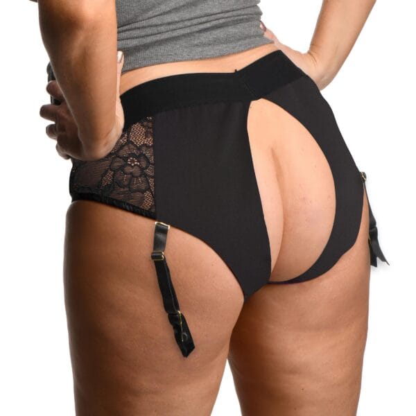 Laced Seductress Crotchless Panty Harness with Garter Straps - 2XL-3XL Laced Seductress Crotchless Panty Harness with Garter Straps - 2XL-3XL