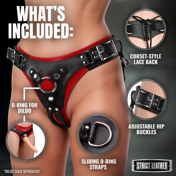 Leather Corset Back Strap On Dildo Harness