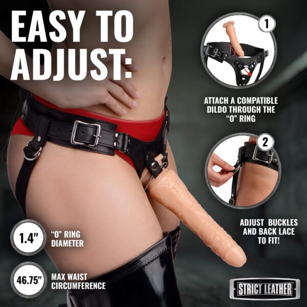 Leather Corset Back Strap On Dildo Harness