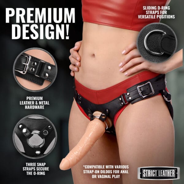 Leather Corset Back Strap On Dildo Harness