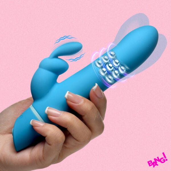 Rotating Beads Silicone Rabbit Vibrator- Blue Rotating Beads Silicone Rabbit Vibrator- Blue