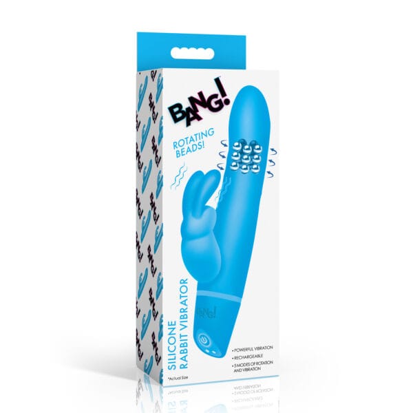 Rotating Beads Silicone Rabbit Vibrator- Blue Rotating Beads Silicone Rabbit Vibrator- Blue