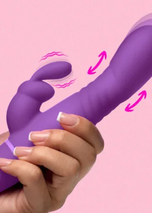 Thrusting Silicone Rabbit Vibrator - Purple