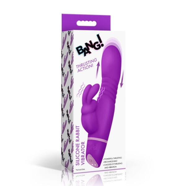 Thrusting Silicone Rabbit Vibrator - Purple Thrusting Silicone Rabbit Vibrator - Purple