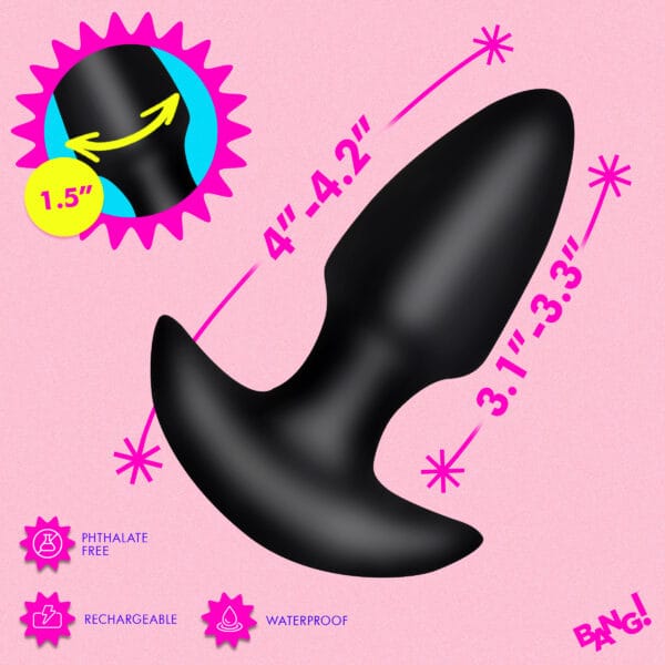 Thrusting & Vibrating Silicone Butt Plug - Black Thrusting & Vibrating Silicone Butt Plug - Black