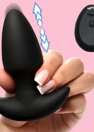 Thrusting & Vibrating Silicone Butt Plug - Black