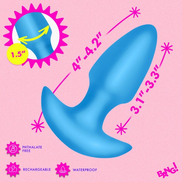 Thrusting & Vibrating Silicone Butt Plug - Blue Thrusting & Vibrating Silicone Butt Plug - Blue