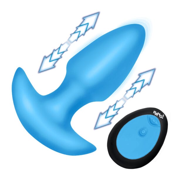 Thrusting & Vibrating Silicone Butt Plug - Blue Thrusting & Vibrating Silicone Butt Plug - Blue