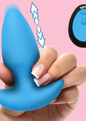 Thrusting & Vibrating Silicone Butt Plug - Blue
