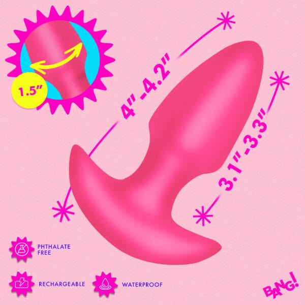 Thrusting & Vibrating Silicone Butt Plug - Pink Thrusting & Vibrating Silicone Butt Plug - Pink