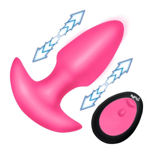 Thrusting & Vibrating Silicone Butt Plug - Pink Thrusting & Vibrating Silicone Butt Plug - Pink