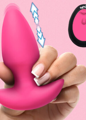 Thrusting & Vibrating Silicone Butt Plug - Pink