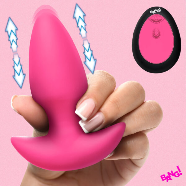 Thrusting & Vibrating Silicone Butt Plug - Pink Thrusting & Vibrating Silicone Butt Plug - Pink