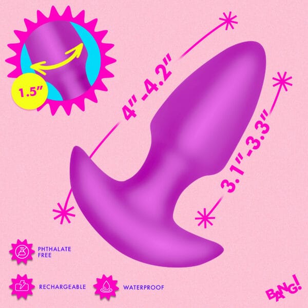 Thrusting & Vibrating Silicone Butt Plug - Purple Thrusting & Vibrating Silicone Butt Plug - Purple