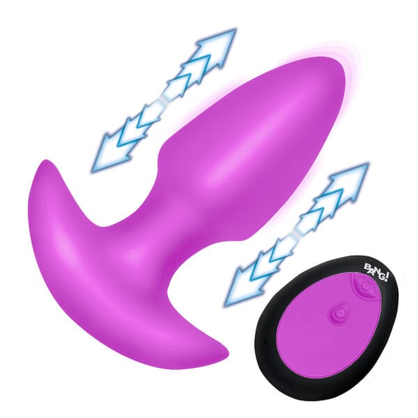 Thrusting & Vibrating Silicone Butt Plug - Purple Thrusting & Vibrating Silicone Butt Plug - Purple