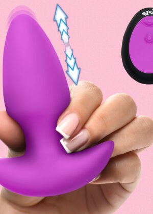 Thrusting & Vibrating Silicone Butt Plug - Purple