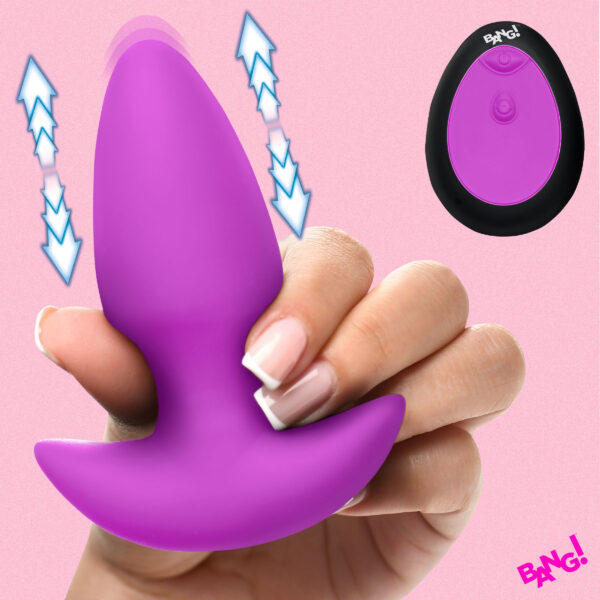 Thrusting & Vibrating Silicone Butt Plug - Purple Thrusting & Vibrating Silicone Butt Plug - Purple