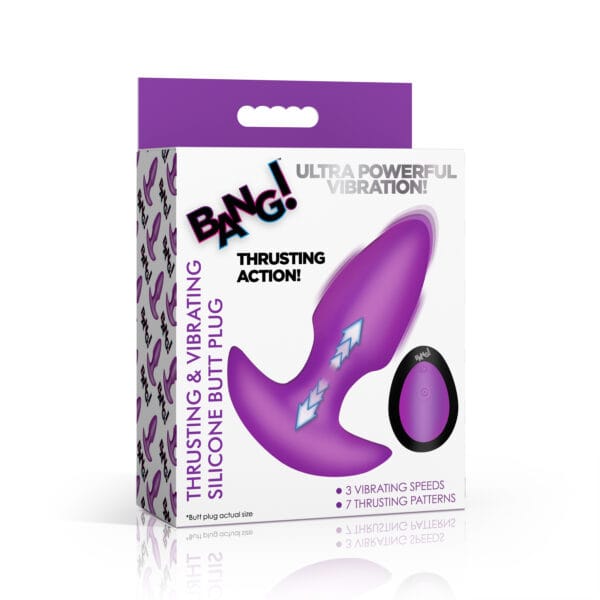 Thrusting & Vibrating Silicone Butt Plug - Purple Thrusting & Vibrating Silicone Butt Plug - Purple