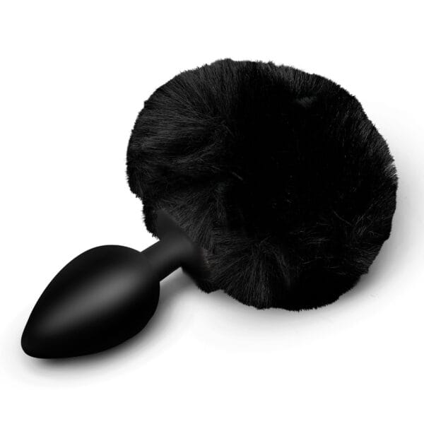 Fluffy Bunny Tail Silicone Plug - Black Fluffy Bunny Tail Silicone Plug - Black