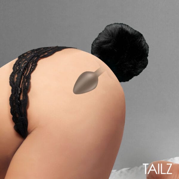 Fluffy Bunny Tail Silicone Plug - Black Fluffy Bunny Tail Silicone Plug - Black