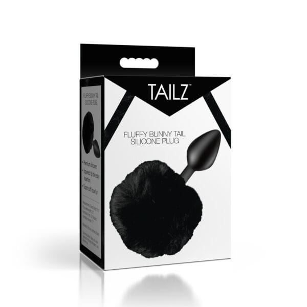 Fluffy Bunny Tail Silicone Plug - Black Fluffy Bunny Tail Silicone Plug - Black