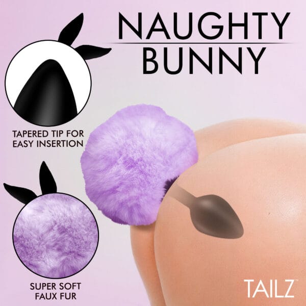 Fluffy Bunny Tail Silicone Plug - Purple Fluffy Bunny Tail Silicone Plug - Purple