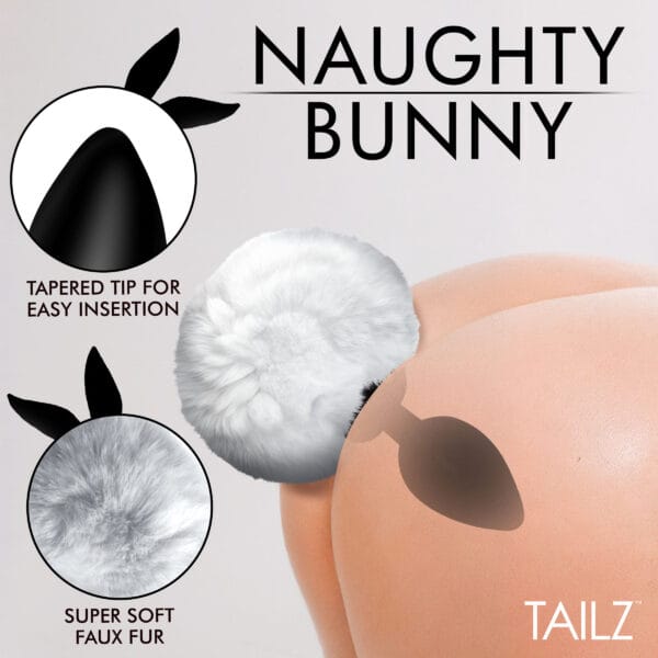 Fluffy Bunny Tail Silicone Plug - White Fluffy Bunny Tail Silicone Plug - White