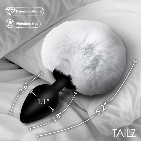 Fluffy Bunny Tail Silicone Plug - White Fluffy Bunny Tail Silicone Plug - White