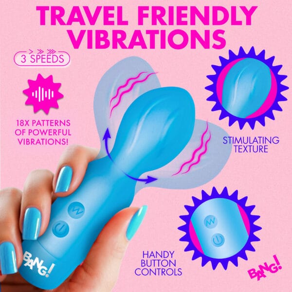 18X Vibrating Silicone Mini Wand - Blue 18X Vibrating Silicone Mini Wand - Blue