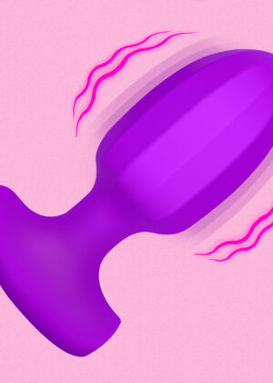 Ribbed Vibrating Silicone Butt Plug - Purple