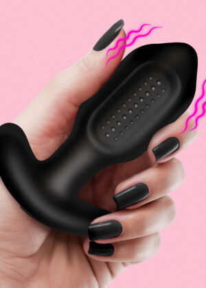 Bumpy Vibrating Silicone Butt Plug - Black