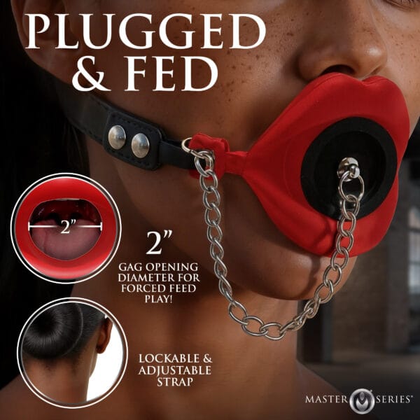 Plugged Silicone Feeding Gag - Red Plugged Silicone Feeding Gag - Red