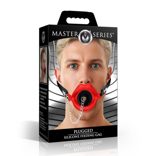 Plugged Silicone Feeding Gag - Red Plugged Silicone Feeding Gag - Red