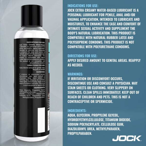 JOCK Extra Creamy Water Based Lubricant 8oz JOCK Extra Creamy Water Based Lubricant 8oz