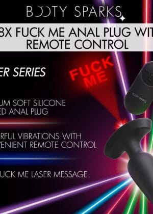 28X Laser Fuck Me Silicone Anal Plug with Remote Control - Large