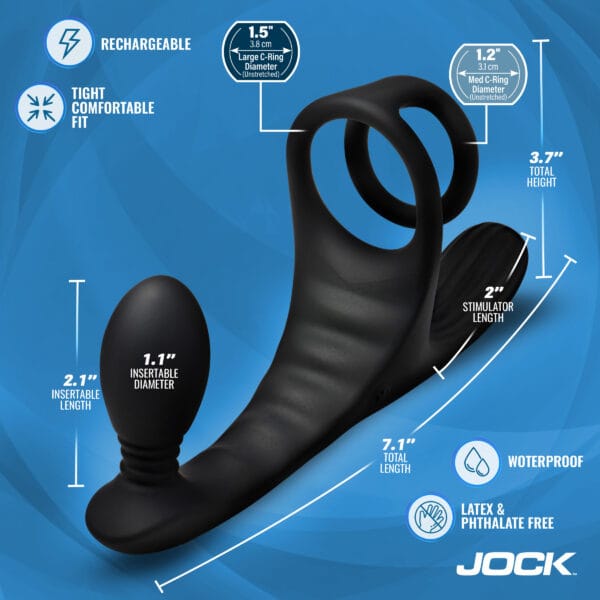 Triple Rush Vibrating C-Ring & Anal Plug w/ Remote Triple Rush Vibrating C-Ring & Anal Plug w/ Remote