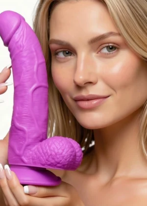 7.5 Inch Dildo with Balls - Purple
