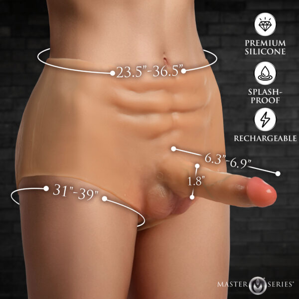 Power Briefs Thrusting and Vibrating Silicone Penis Panties