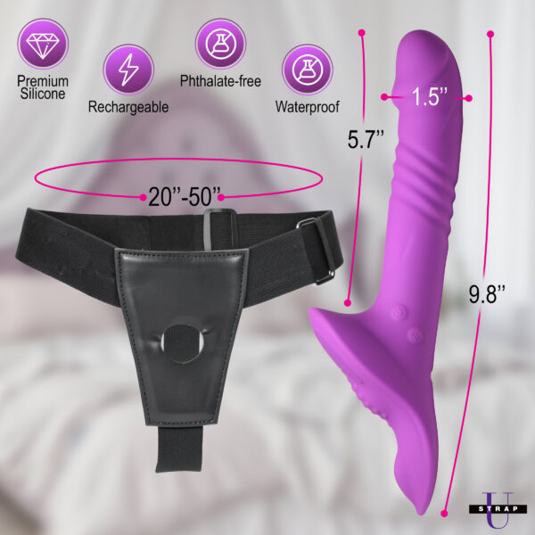 Thrusting and Vibrating Strap-On w/ Harness