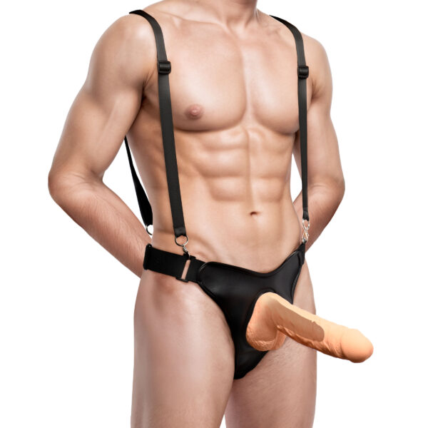Magnum 9" Hollow Silicone Dildo w/ Harness Magnum 9" Hollow Silicone Dildo w/ Harness