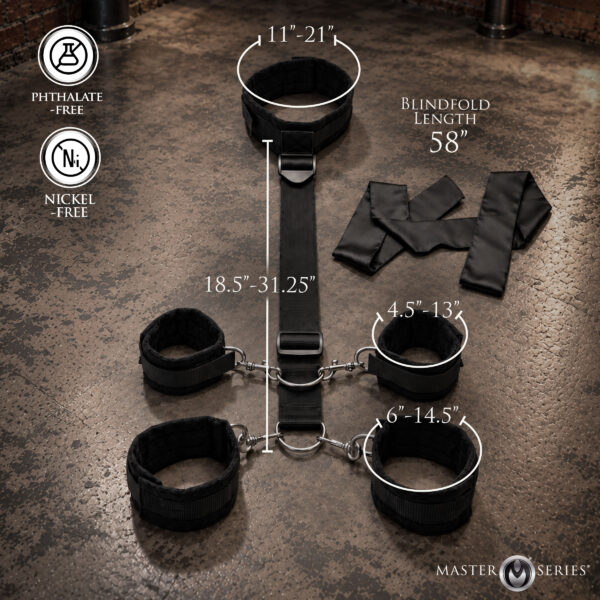 Submission Restraint Neck-Wrist-Ankle Restraints w/ Blindfold